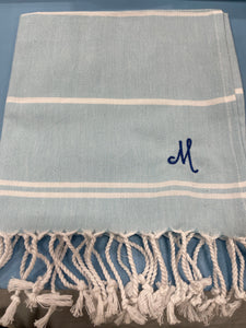 Sky Light Blue Kitchen Towel- Letter M