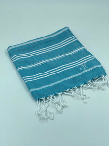 Sky Turquoise Blue Kitchen Towel- Letter H