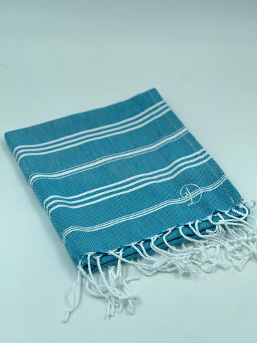Sky Turquoise Blue Kitchen Towel- Letter D